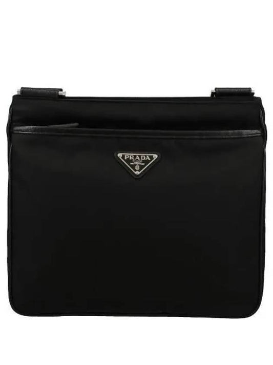Triangle Logo Re-nylon Saffiano Leather Cross Bag Black - PRADA - BALAAN 2