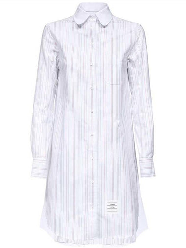 Pleated Back Striped Oxford Short Dress - THOM BROWNE - BALAAN 1