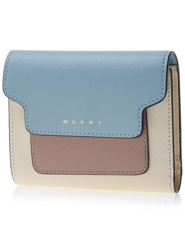 Saffiano Tri-Fold Half Wallet Blue - MARNI - BALAAN 3