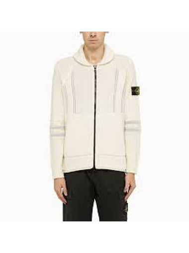 Reflective Jacquard Knit Zip-up Cardigan Ivory - STONE ISLAND - BALAAN 1