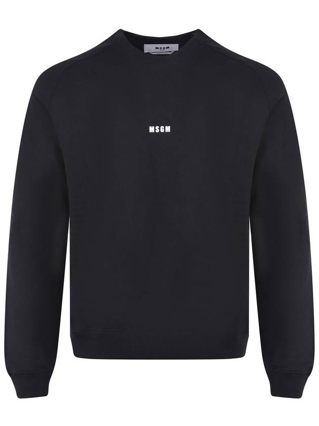 Micro Logo Print Cotton Sweatshirt Black - MSGM - BALAAN 2