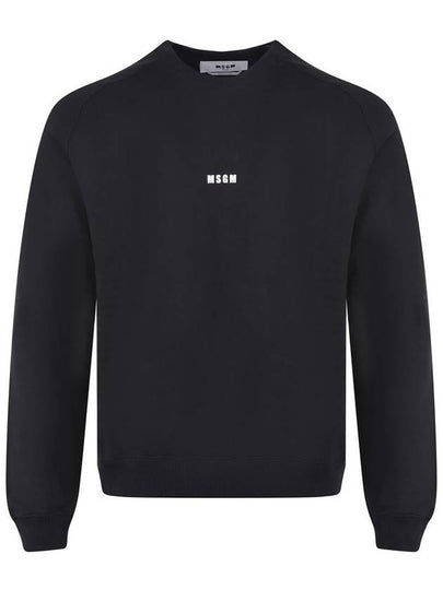 Micro Logo Print Cotton Sweatshirt Black - MSGM - BALAAN 2