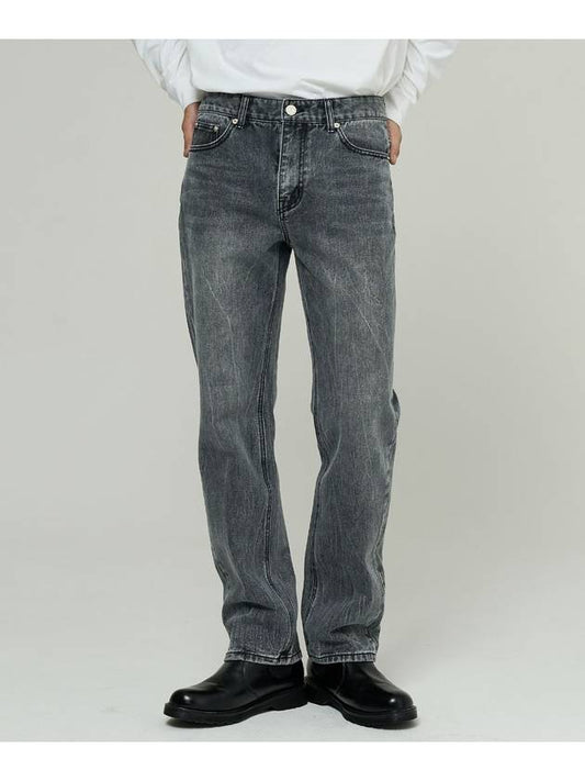 Washed black denim pants_straight fit - BLONDNINE - BALAAN 1