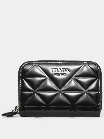 Men's Leather Zip Around Card Wallet Black - PRADA - BALAAN 2