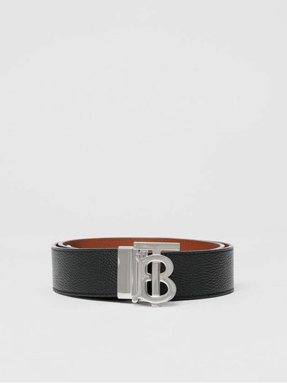 Reversible Monogram Leather Belt Black - BURBERRY - BALAAN 2