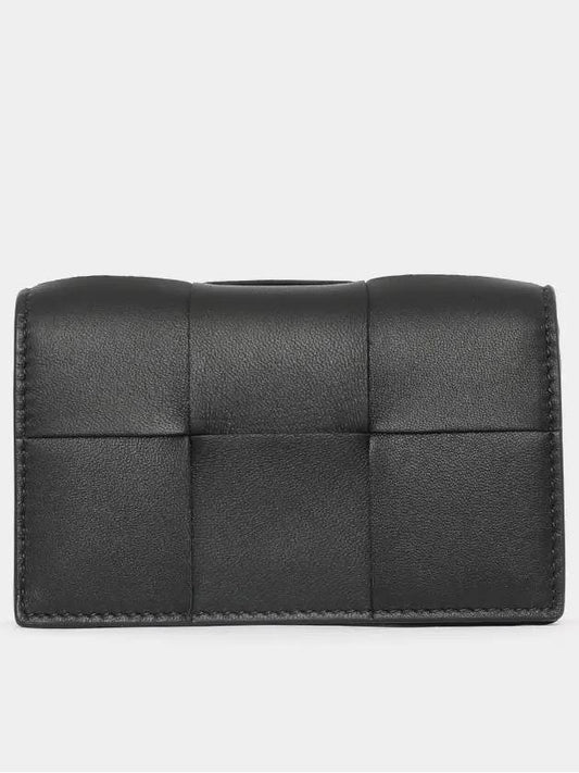 Women's Intrecciato Cassette Card Wallet Black - BOTTEGA VENETA - BALAAN 2