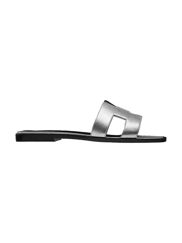 Oran Leather Sandals Silver - HERMES - BALAAN 1