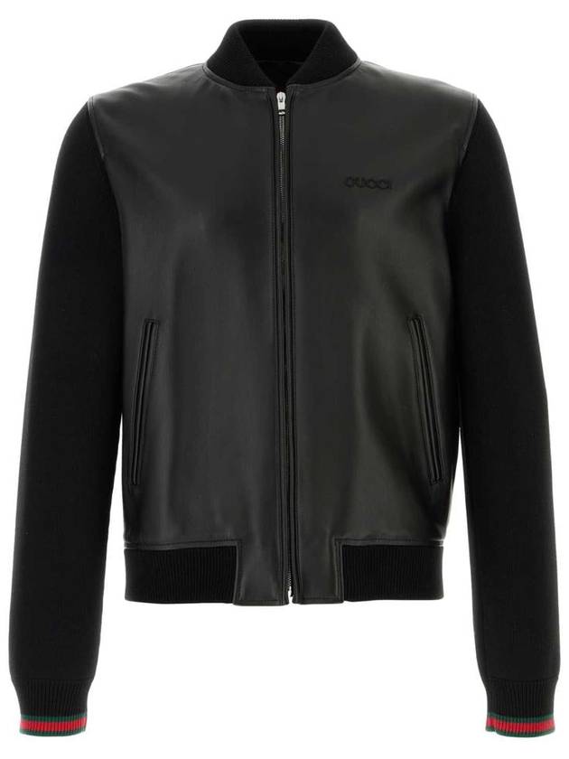 Knit leather jacket black - GUCCI - BALAAN 2