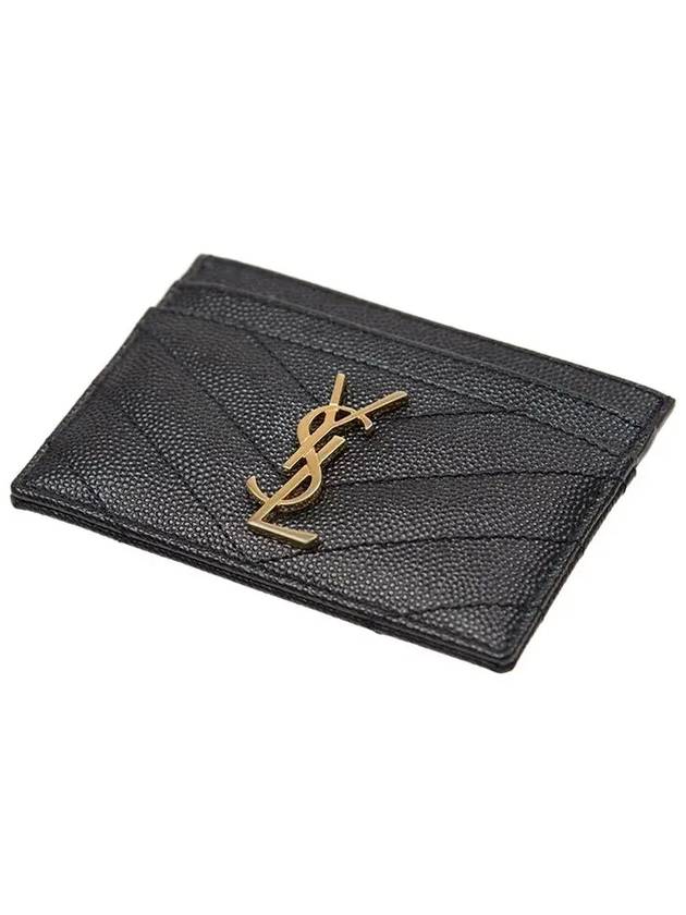 Gold Hardware Matelasse Caviar Leather Card Wallet Black - SAINT LAURENT - BALAAN 3