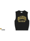 Intarsia Graphic Crewneck Vest Black - GANNI - BALAAN 3