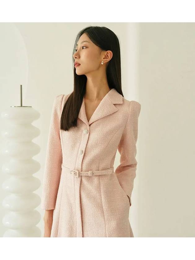 VIOLETTA Tailored Collar Tweed Dress pink - AME - BALAAN 3