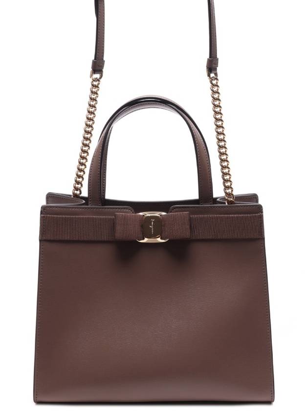 Vara Bow Top Handle Tote Bag Caraway Seed - SALVATORE FERRAGAMO - BALAAN 3