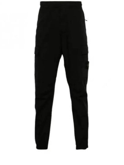 Stretch Cotton Wool Satin Straight Pants Black - STONE ISLAND - BALAAN 2