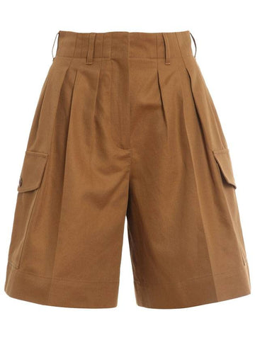 Women's Gabardine Cargo Shorts Brown - MONCLER - BALAAN 1