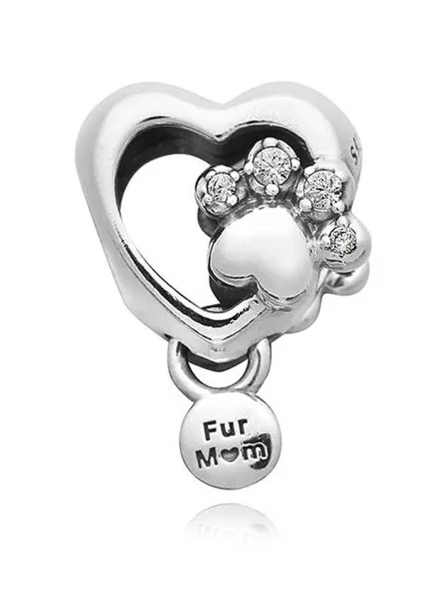 Sparkling Paw Heart Pendant Dangle Bracelet Charm Silver - PANDORA - BALAAN 2