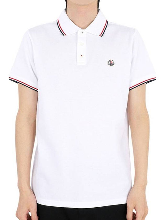 Montclair Men s Three line Collar Wappen PK Short Sleeve White 8A70300 84556 001 - MONCLER - BALAAN 2