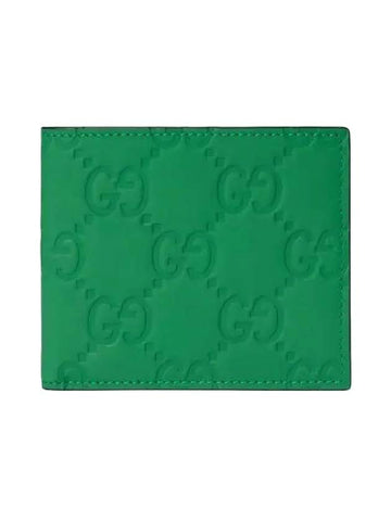 GG Rubber Effect Bifold Leather Half Wallet Green - GUCCI - BALAAN 1