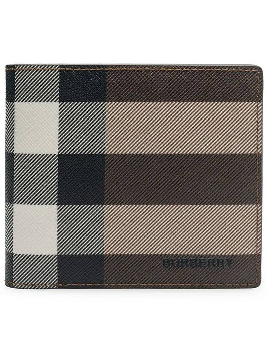 Check Leather International Bifold Wallet Dark Birch Brown - BURBERRY - BALAAN 2