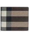 Check Leather International Bifold Wallet Dark Birch Brown - BURBERRY - BALAAN 3