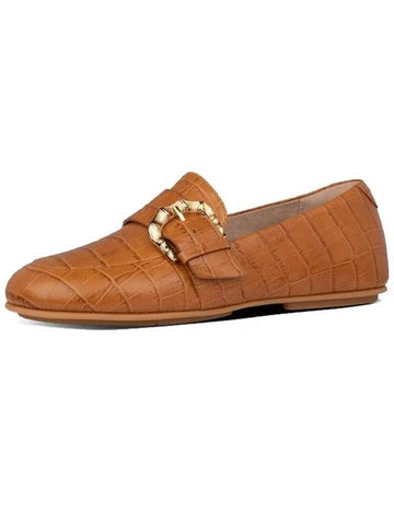 Lisbet Croc Loafers Camel Leather Women - FITFLOP - BALAAN 1