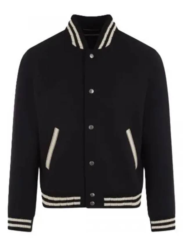 Teddy Wool Bomber Jacket  Black - SAINT LAURENT - BALAAN 2