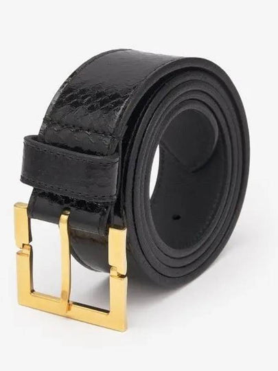 Snake Leather Belt Black - SAINT LAURENT - BALAAN 2