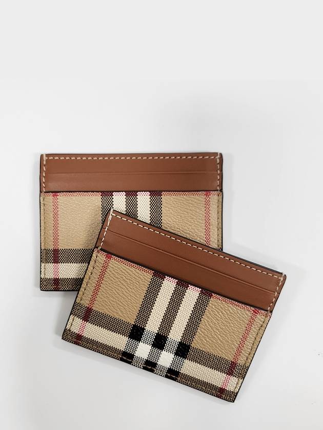 Check Print Leather Card Holder Beige - BURBERRY - BALAAN 5