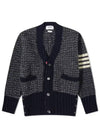 Mohair Tweed 4-Bar Classic V-neck Cardigan Navy - THOM BROWNE - BALAAN 3