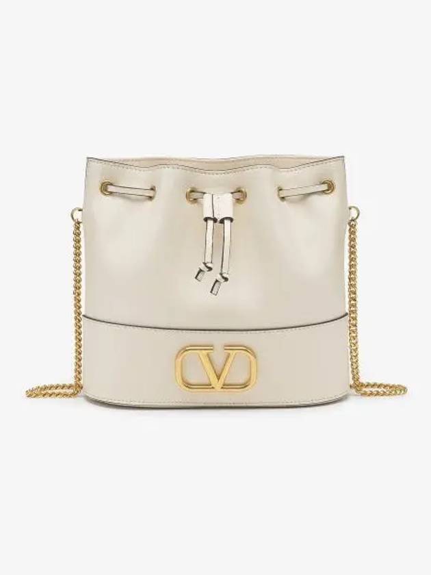 Mini V logo signature chain bucket bag light ivory 5W2P0T83HPFI16 - VALENTINO - BALAAN 1