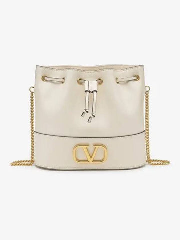 Mini V logo signature chain bucket bag light ivory 5W2P0T83HPFI16 - VALENTINO - BALAAN 1