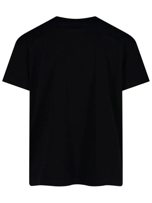 Reverse Embroidered Logo Stitched Cotton Short Sleeve T-Shirt Black - MAISON MARGIELA - BALAAN 3