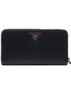 Vitello Gold Logo Zip Around Long Wallet Black - PRADA - BALAAN 3