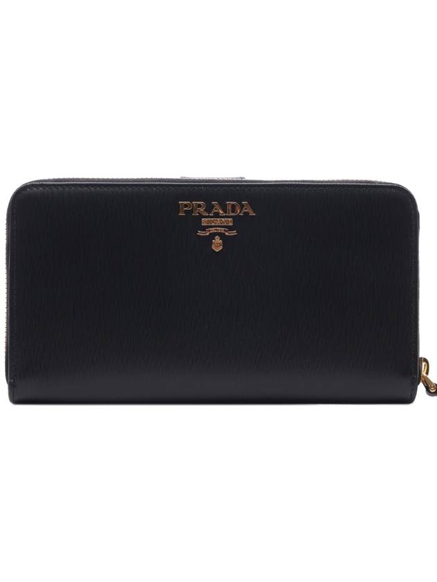 Vitello Gold Logo Zip Around Long Wallet Black - PRADA - BALAAN 3