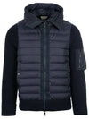 Logo Patch Padded Wool Cardigan Navy - MONCLER - BALAAN 2