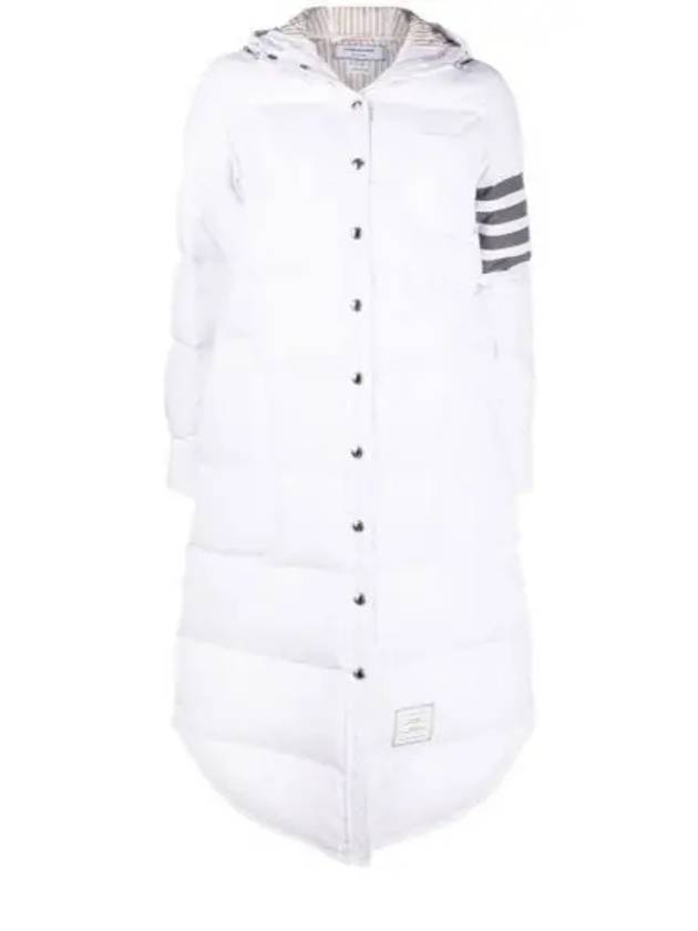 Downfilled Ripstop Classic 4 Striped Hoodie Down Long Padding White - THOM BROWNE - BALAAN 2