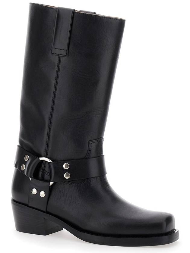 'Roxy' Black Western Style Ankle Boots In Leather Woman - PARIS TEXAS - BALAAN 2