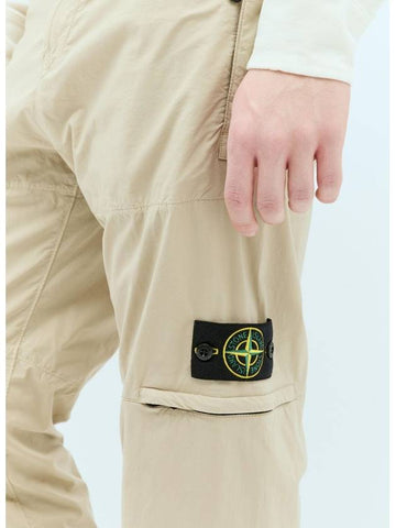 Logo Patch Cargo Cotton Straight Pants Beige - STONE ISLAND - BALAAN 1