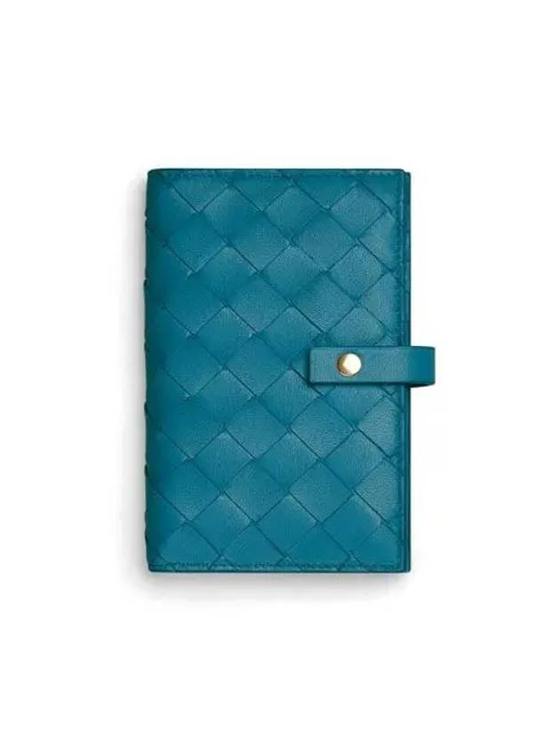 Intrecciato French Medium Wallet Blue - BOTTEGA VENETA - BALAAN.