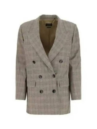 Nevim Check Double Breasted Blazer Jacket Beige - ISABEL MARANT - BALAAN 2