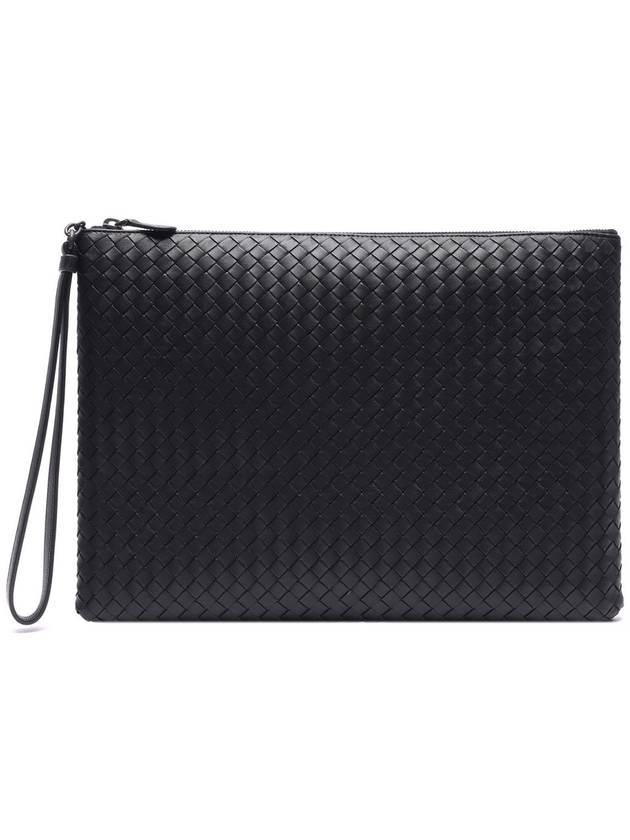 Intrecciato Strap Clutch Bag Black - BOTTEGA VENETA - BALAAN 2