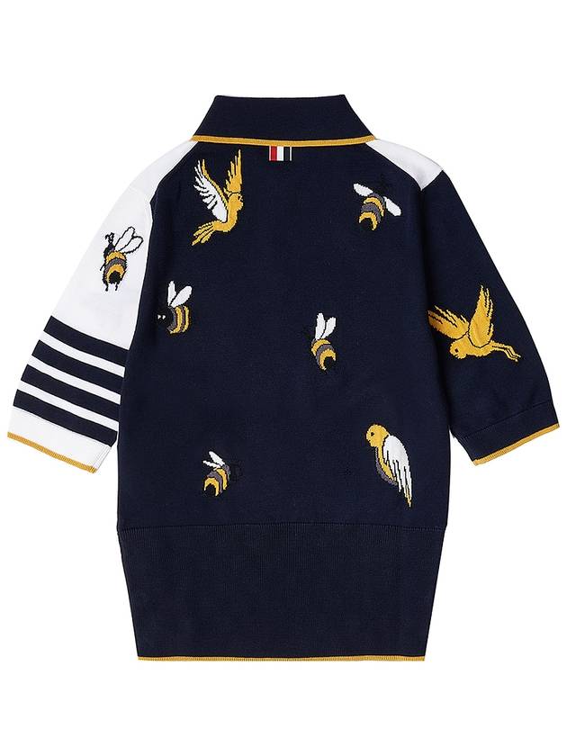 Fun-Mix Cotton Merino Birds and Bees 4-Bar Polo Shirt White - THOM BROWNE - BALAAN 3