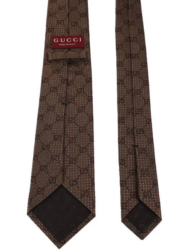 GG Silk Jacquard Tie Brown - GUCCI - BALAAN 3