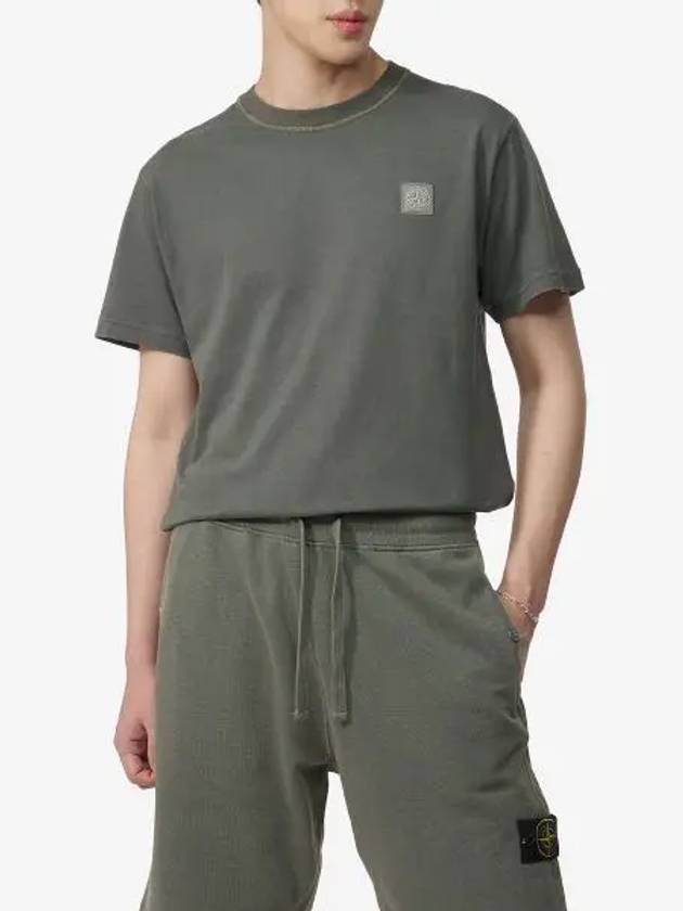 Organic Cotton Short Sleeve T-Shirt Sage Green - STONE ISLAND - BALAAN 2