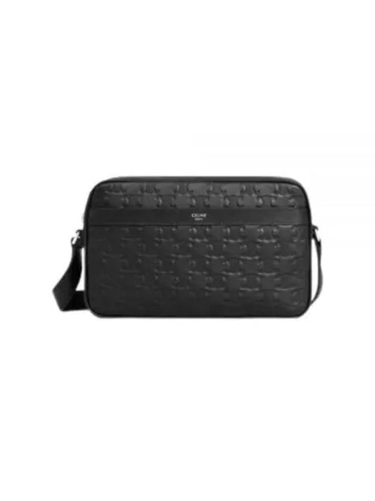 Medium Calfskin Triomphe Embossed Messenger Bag Black - CELINE - BALAAN 2