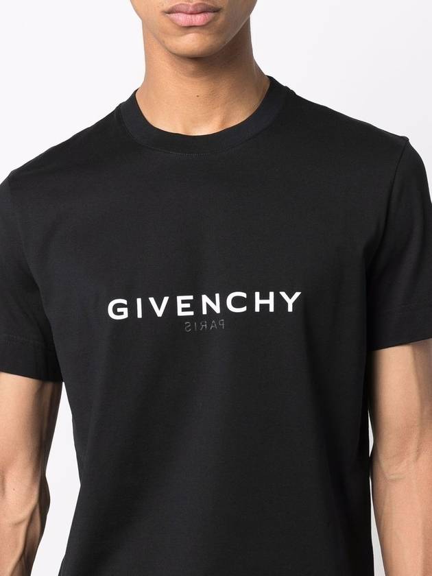 Men's Reverse Logo Round Slim Short Sleeve T-Shirt Black - GIVENCHY - BALAAN 5