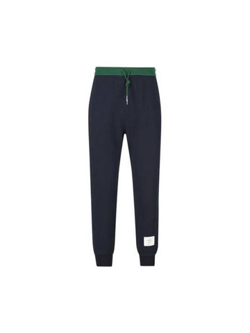 Colour Block Cotton Track Pants Navy - THOM BROWNE - BALAAN 1