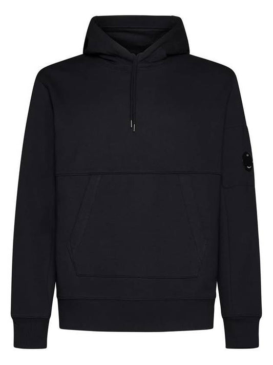 Logo Patch Drawstring Hoodie Black - CP COMPANY - BALAAN 1