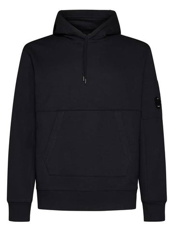 Logo Patch Drawstring Hoodie Black - CP COMPANY - BALAAN 1