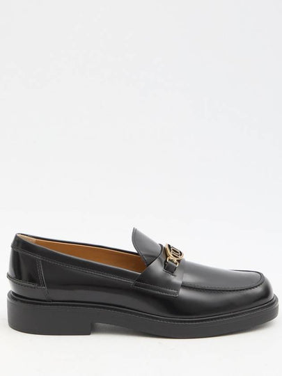 Metal Logo Leather Loafers Black - TOD'S - BALAAN 2