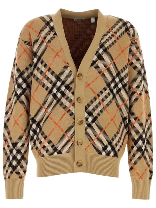 Check Wool Mohair Blend Cardigan Sand - BURBERRY - BALAAN 2